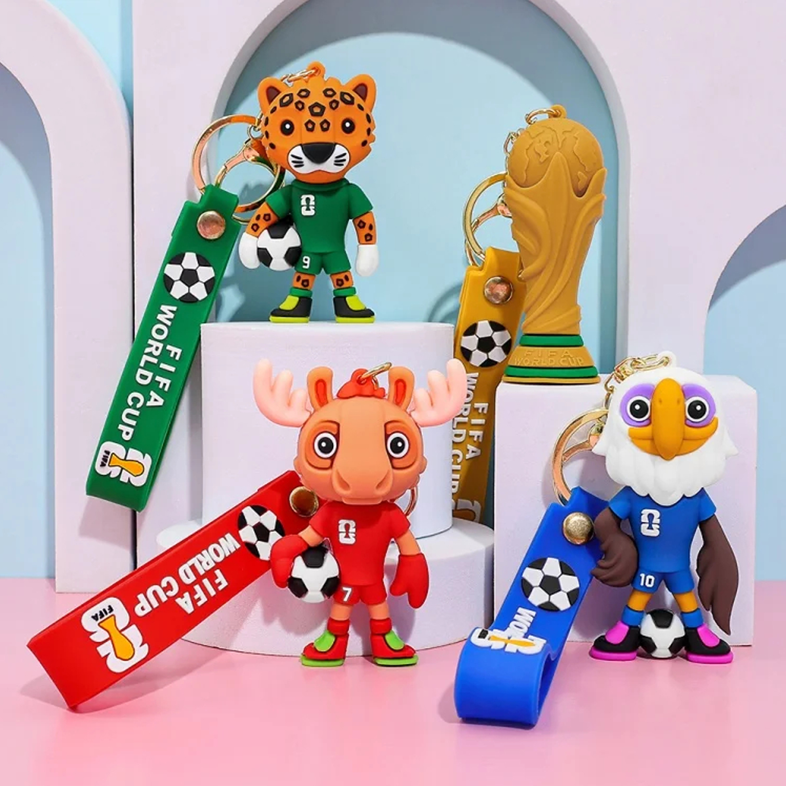 4-PK 2026 FIFA World Cup Soccer Mascot Keychain – Cute Collectible